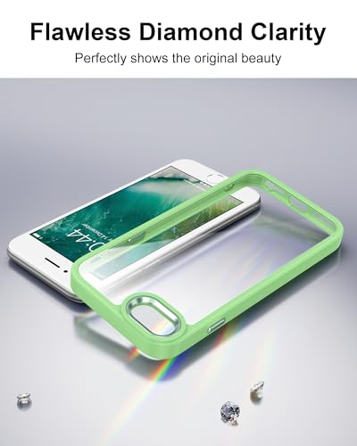 Image of HOOMIL for iPhone SE 3rd /2nd Gen, iPhone 7 /iPhone 8, Non-Yellowing, Drop Protection, Anti-Scratch Transparent Hard Back Phone Cover - Light Green
