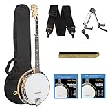 Gold Tone CC-100R Cripple Creek Resonator Banjo Bundle - Beginner Friendly, Convertible Open-Back/Bluegrass, Maple Neck, Includes Gig Bag, Strap, Mute, Stand, & 2 String Packs
