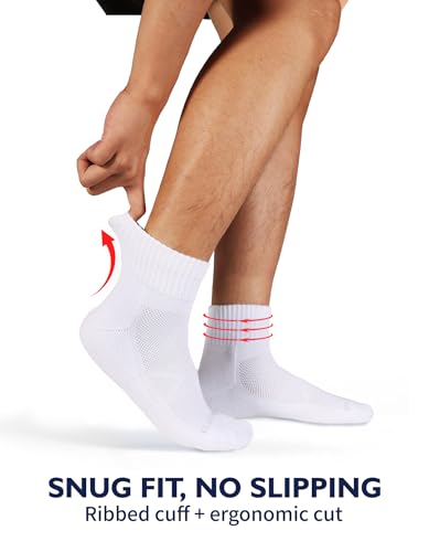 Image of CLOSEMATE 6 Pairs Mens Athletic Ankle Socks Cushioned Running Quarter Socks | Cotton socks with breathable mesh, terry cushion & secure fit for sports, sneakers& daily wear