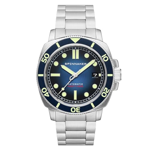 Spinnaker Hull Diver SP-5088 Reloj automático de 3 manecillas para Hombre con Correa de Cuero Genuino o Acero Inoxidable 42 mm, Liberty Blue, Pulsera Spinnaker Hull Diver SP-5088 Reloj automático de 3 manecillas para Hombre con Correa de Cuero Genuino o Acero Inoxidable 42 mm, Liberty Blue, Pulsera