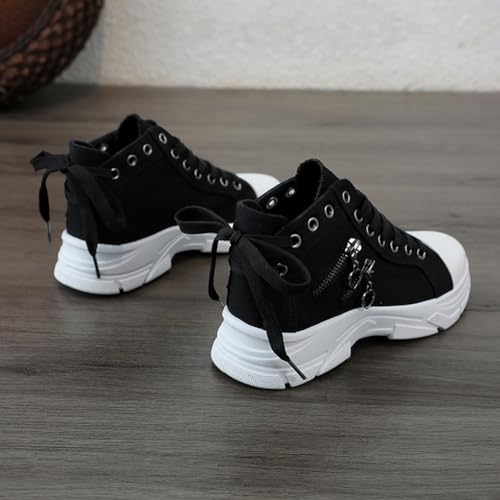 NCNDB Womens Canvas Sneakers High Top Lace up Casual Walking Shoes Air Cushion Sneakers4
