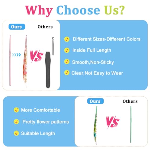 Ergonomic Crochet Hooks Set, 3pc Arthritic Hands Floral Resin, 3.5-4-4.5mm by KOKNIT - Image 3