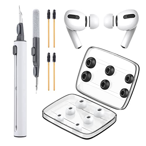 [6 Pair] Memory Foam/Replacement Ear Tips for AirPods Pro & AirPods Pro 2, Cleaning Kit for AirPods