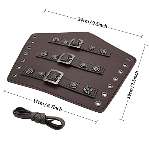HiiFeuer Medieval PU Leather Buckle Arm Bracers, Knight LARP Retro Renaissance Arm Guards, One Size One Pair (Dark Brown) - Image 4