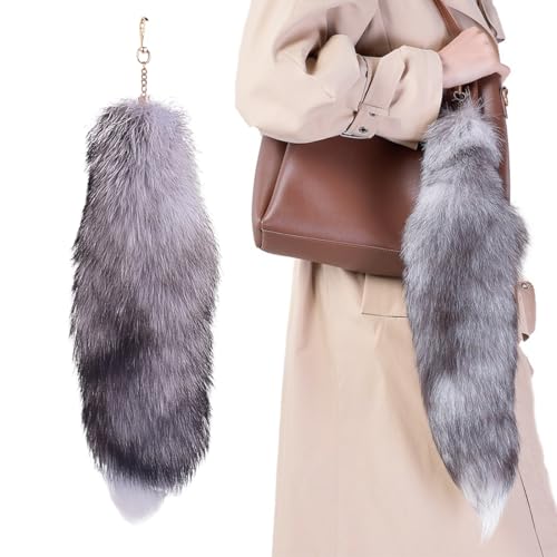BOPRKTM Llavero de Cola de Zorro Simulada - Peluche Esponjoso Suave y Realista - Accesorios Colgantes de Pieles