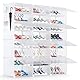 YIHATA Schuhregal für 48 Paar Schuhe Schuhschrank mit 3 x 8 Stufiger, Schmal, Staubdichter Kunststoff Schuhregale für Flur Schlafzimmer Eingang, mit Türen 30 x 40 x 30 cm pro Fach, Weiß