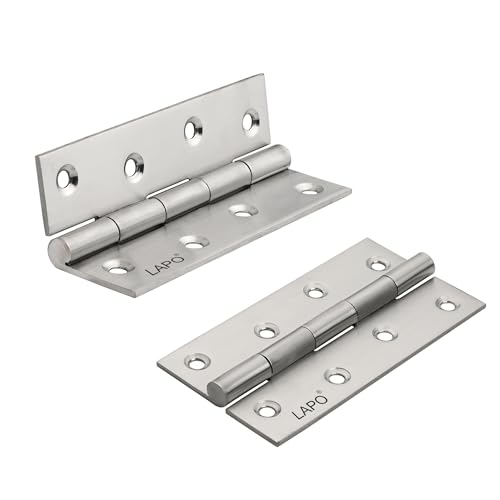 Image of LAPO Stainless Steel Hinges, 4 Inch x 14 Gauge /1.8mm Thickness, Door Butt Hinges, Smooth Operation, Suitable for Bedroom Doors, Cupboards & Windows, 5 Years Warranty, Matt Finish, Pack of 3