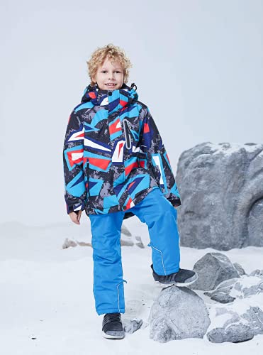 Image of WOWULOVELY Big Boy's 2-Piece Colorblock Snow Pants and Jacket Snowsuit Ski Suit