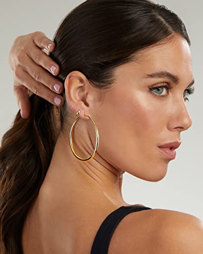 MILLA 14K Gold Hoop Earrings For Women, Silver Hoop Earrings & Rose Gold Earrings with Graduated Curvature2