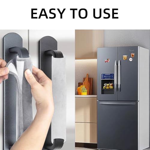 Image of Refrigerator Door Handle Covers, 2PCS, Leather Kitchen Appliance Handle Covers, Keep Your Fridge Microwave Oven Stove or Dishwasher Clean, Stains Dirty Oils, Timesaver, Kitchen Decor Grey