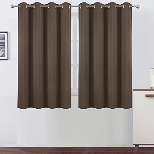 Image of LEMOMO Blackout Curtains 52 x 45 inch /Chocolate Brown Curtains Set of 2 Panels /Thermal Insulated Room Darkening Bedroom Curtains