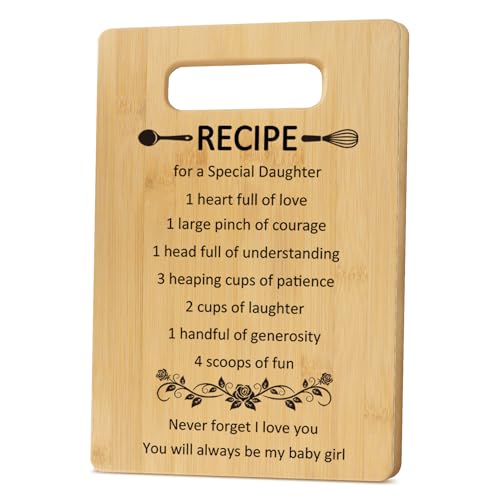 ZuEiiDop Recipe for a Special Daughter Cutting Board Christmas Valentines Mothers Day Birthday Gifts for Daughters Who Lovers Cooking Housewarming Kitchen Wedding Gift for Adult Daughter Kitchen Decor