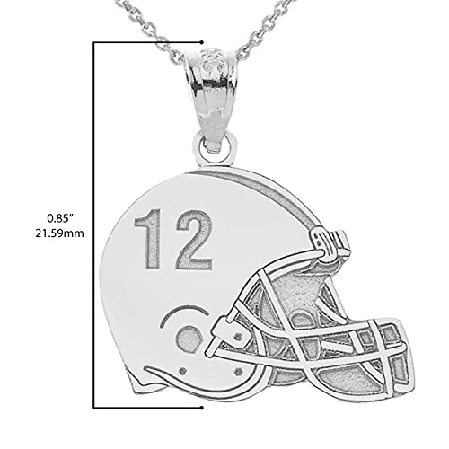 .925 Sterling Silver Football Helmet Pendant Necklace - Choice of Number (Front), Name (Back) and Chain Length3