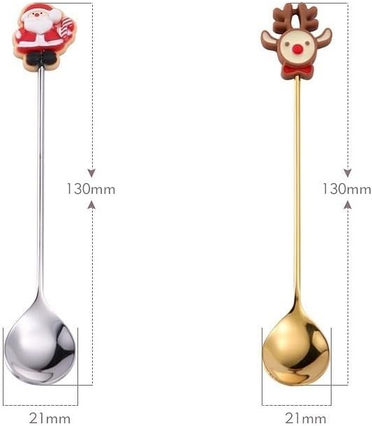 Silverware Flatware Set, 6/24/36/48/60/72pcs Stainless Steel Christmas Spoons Cartoon Dessert Coffee Spoons Creative Christmas Tableware Gift Set(Silver,24 Pieces for 4)