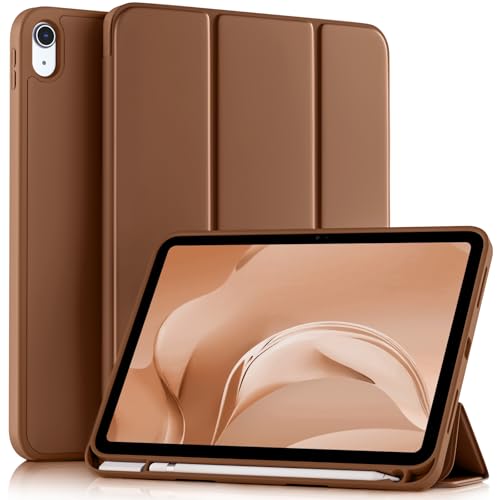 Image of Akkerds Compatible with iPad (A16) 11th Generation Case 11 Inch 2025, for iPad 10th Generation Case 10.9 Inch 2022 with Pencil Holder, Slim Trifold Stand Protective Cover with Soft TPU Back, Brown