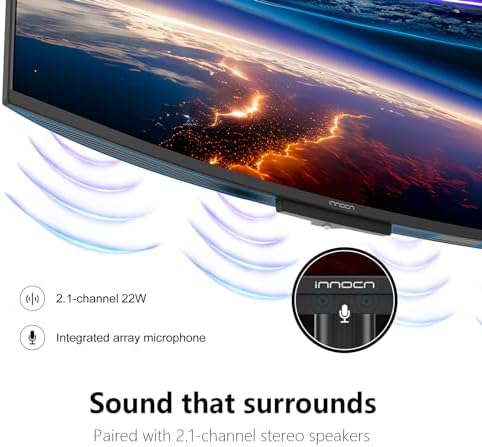 INNOCN 49" 49Q1S OLED Curved Gaming Monitor 5120 x 1440p 240Hz, 0.03ms, USB Type C 90W, HDMI 2.1, DisplayPort, USB Hub, Surrounding Speakers, Adaptive-Sync, Height Adjustable Stand, Black Electronics - Size : 49 Inch - Style : WDQHD 240Hz Product Image