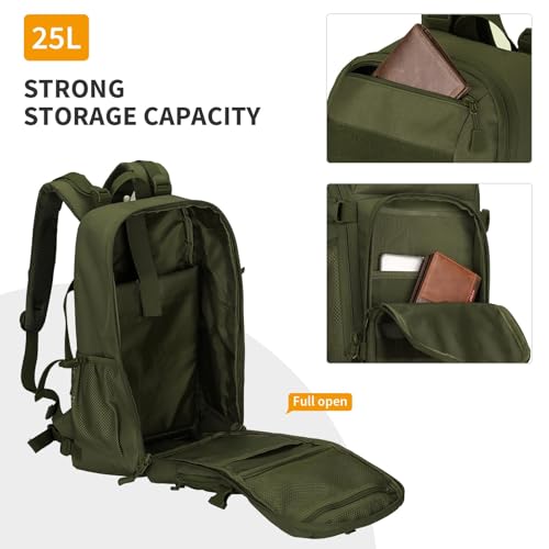 Image of HUNTVP Tactical Backpack Military MOLLE Backpack Hunting Rucksack Gear Assault Pack 25L WR (Army Green)