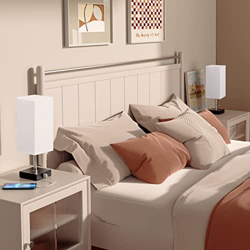 Bedside Lamps For Bedrooms Set Of 2 - Table Lamps For Nightstand With Usb Ports, Small Night Stand Light Lamp With White Fabric Shade For End Table Living Room Home Office Study Room (2 Pack) #TOP3