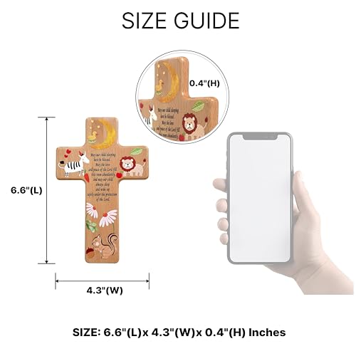 Image of Oraaham Baby Wall Cross-Decorative Wood Cross & angel Child room Wall Hanging for Nursery Perfect Keepsake Baptism, Christening Gift for Boys&Girls
