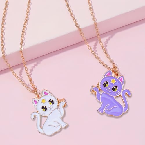 Best Friend Necklace Gifts Friendship Necklace Matching Magnetic Cat BFF Necklace for 2 Girls3