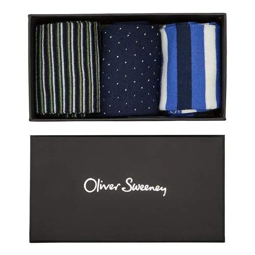 Oliver Sweeney Men's Sunhill Blue 3-Pack Mid-rise Socks, O/S, UK 7-11, Gift Box