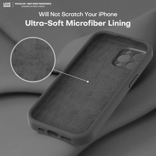 Image of LOVE 3000 Designed for iPhone 15 Pro Case, Premium Silicone with [Soft Anti-Scratch Microfiber Lining] Shockproof Protective Phone Case for Men Women Girls 6.1 inch, Black