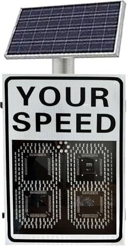 Solar Powered LED Speed Limit Sign - Durable Weatherproof Radar Display for Streets, Schools, Highways & Parking (Yellow, 23.6x35.4in)