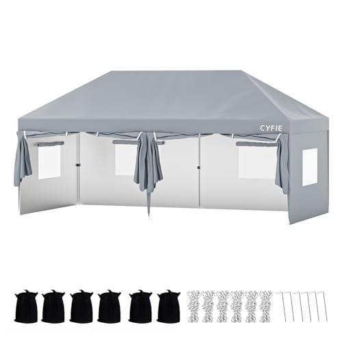 CYFIE �^�[�v�e���g 3mx6m �T�C�h�V�[�g6���t�� �����^�b�`�� 3�i���� UV�J�b�g �ՔM �ϐ� ���[�P�[�X�t�� ��^�e���g �A�E�g�h�A �L�����v �C�x���g �^���� �Ɩ��p �Ղ� ���� (�O���[, 3mx6m�T�C�h�V�[�g6���t��)