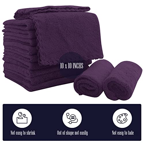 Image of 16 Pack Baby Washcloths - Luxury Coral Fleece - Extra Absorbent and Soft Wash Clothes for Newborns, Infants and Toddlers - Suitable for Sensitive Skin and New Born - Baby Shower - Plum, 10x10 Inch