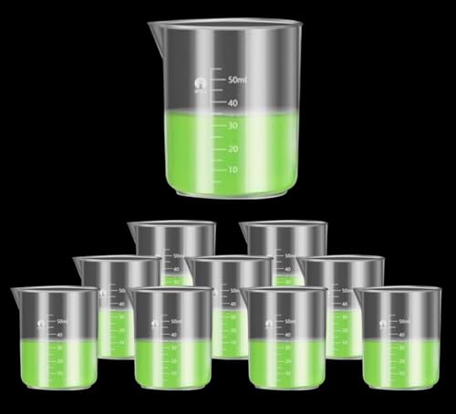 Image of Plastic Measuring Cups Graduated Epoxy Resin Mixing Cups, Small Beaker, Plastic Measuring Cup for Epoxy Resin, Paint, Art Craft, Soap Candle Tumbler Making (10, 50ml)