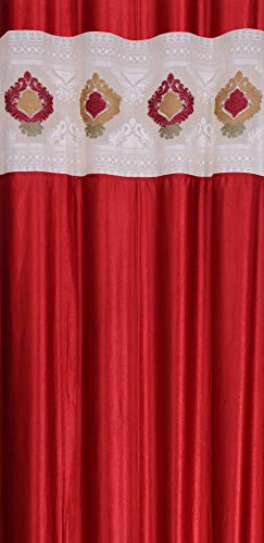 Image of LaVichitra Polyester Door Curtain with Designer Net (7ft, Maroon) -1 Piece