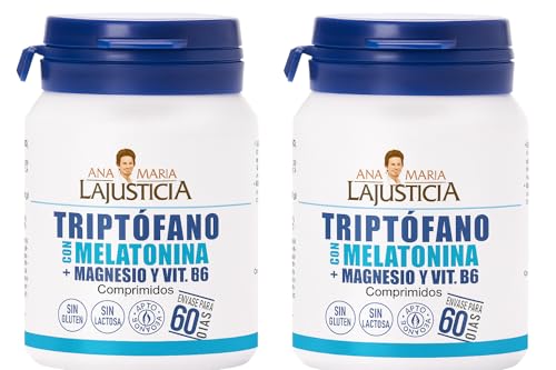 Triptófano con melatonina + magnesio + VIT B6 | PACK 2 UNIDADES| 120 Comprimidos | ANA MARIA LA JUSTICIA | ROXUSH