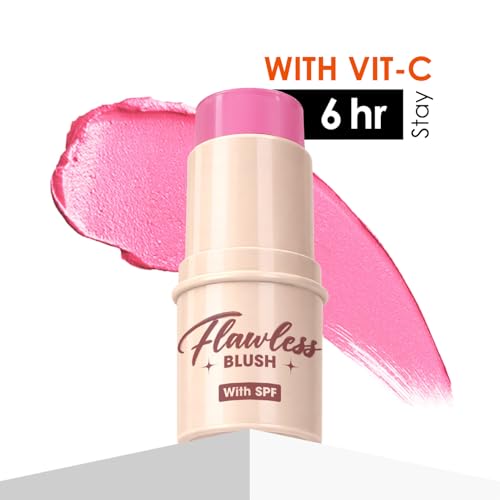 Image of Blue Heaven Flawless Blush Stick with SPF | Infused with Vit C & Hyaluronic Acid | Creamy Blush Stick for Cheeks, 6 Hr Long Lasting Tint Blush for Face Makeup, High Pigment Blusher | Bubble Pink | 7.3gm