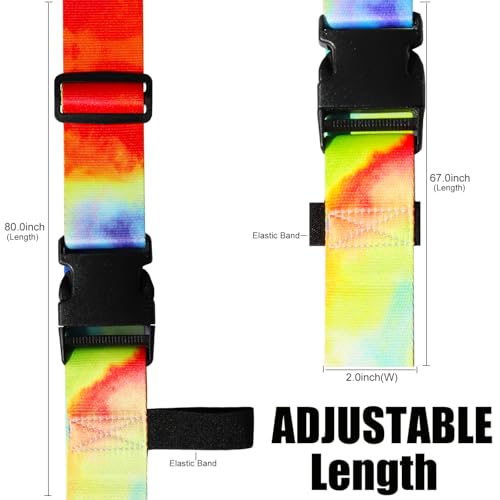 Image of Luggage Straps for Suitcases TSA Approved-2 Pack Bright Personalized Luggage Belt Strap for Suitcase /Carry On Bag Luggage Accessories for Travel (Tie-Dye)