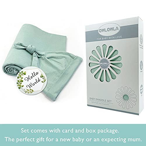 Owlowla Swaddle Blanket And Hat Set Newborn Swaddle Wrap Baby Receiving Blanket For Baby Boys Girls(Sage) #TOP1