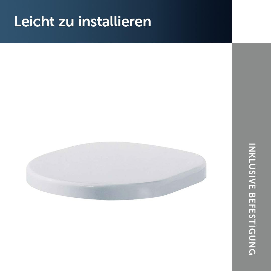 Ideal Standard Tonic WC-Sitz Wrapover, rund – Weiß (Alpin) | Abnehmbarer WC-Sitz mit Absenkautomatik (Softclose) und robusten Edelstahl-Scharniere, K706101