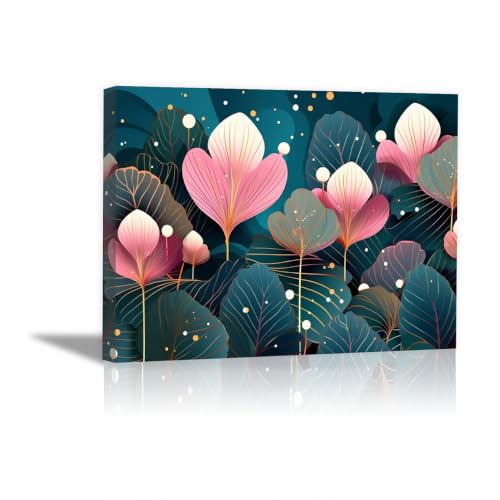 Déco tableau murale intissé ginkgo rose pour réveiller un mur blanc