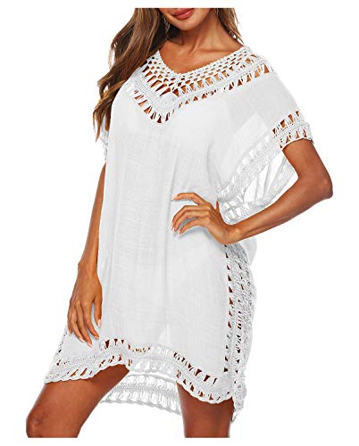 Wander Agio Saída de praia feminina, com tiras vazadas, Hollow Out White, tamanho �nico