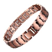 Men's Copper Bracelet,3X Strength 99.99% Pure Copper Magnetic Bracelets with Magnets (Red-c)