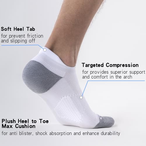 6 Pairs Cushioned No Show Tab Socks - Compression Low Cut Ankle Socks, Anti-Blister & Wicking for Athletic Running4