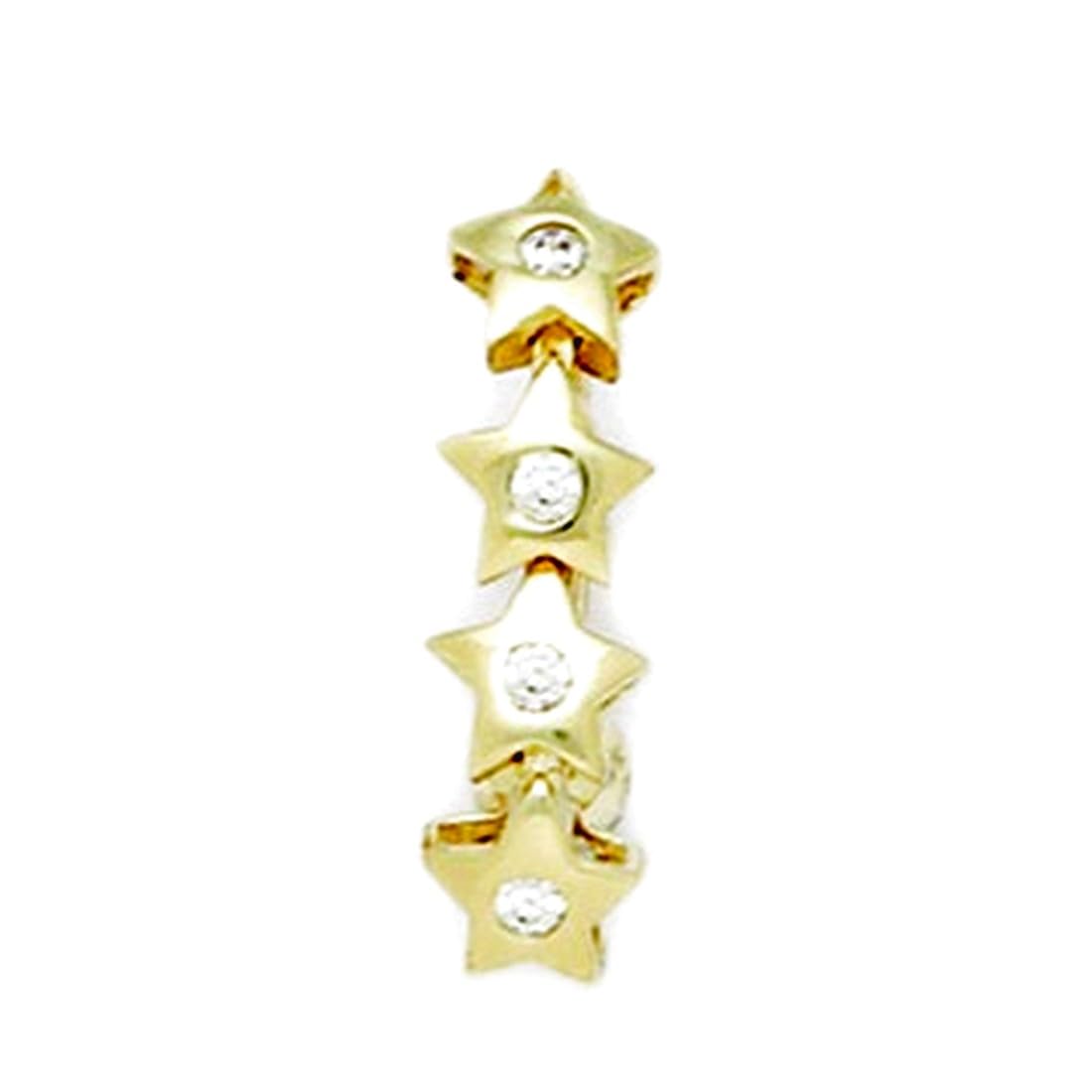 14 Karat Gelbgold CZ Zirkonia Simulierter Diamant 14 Gauge 4 Sterne Körperschmuck Bauchring misst 23 x 7 mm Schmuck Geschenke für Frauen, Gelbgold, Zirkonia