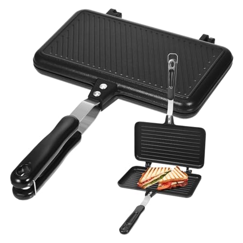 Sosoport Sartén Antiadherente Doble Cara para Sándwich Sartén de Gas Cocinar Diseño Desmontable y de Limpiar de Cocina