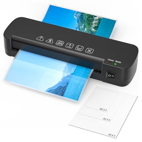 Plastificadora A4 Máquina Laminadora - 4 en 1 NAHKZNY con 15 Bolsas Plastificación para A4/A5/A6, 70-100 Micrones Laminadora Térmica Caliente ABS Calentamiento Rápido para Oficina, Escuela y Hogar