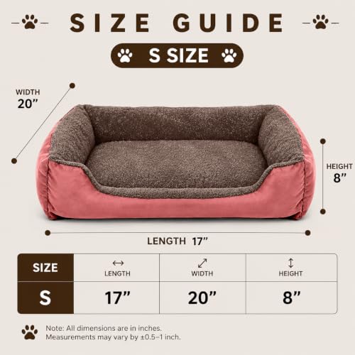 Image of SITSNOOZE Orthopedic Reversible Puppy Bed for Pets Up to 5 kg Washable Cushioned Sofa Mat for Small Pomeranian, Shih Tzu and Pug Dogs (Brown & Rose Gold, S)