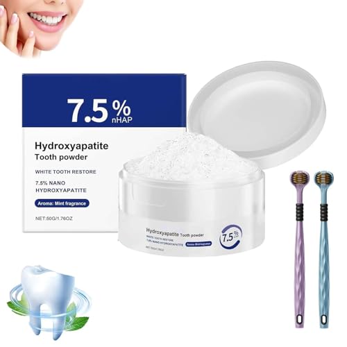 2025 Hidroxiapatita Microcristalina en Polvo, 7.5% Hidroxiapatita Dental en Polvo, Remineralización Dental en Polvo para Reparar y Blanquear el Esmalte (1pcs)