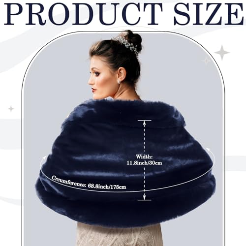 Jadive Faux Fur Shawl Wraps for Women with 2 Rhinestone Brooches Wedding Bridal Faux Fur Cape Stoles Coat Jacket2