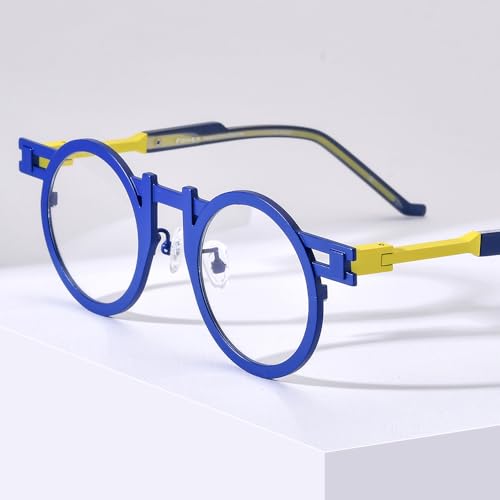 Image of FONEX Colorful Pure Titanium Glasses Frame Women Retro Round Eyeglasses Eyewear F85833