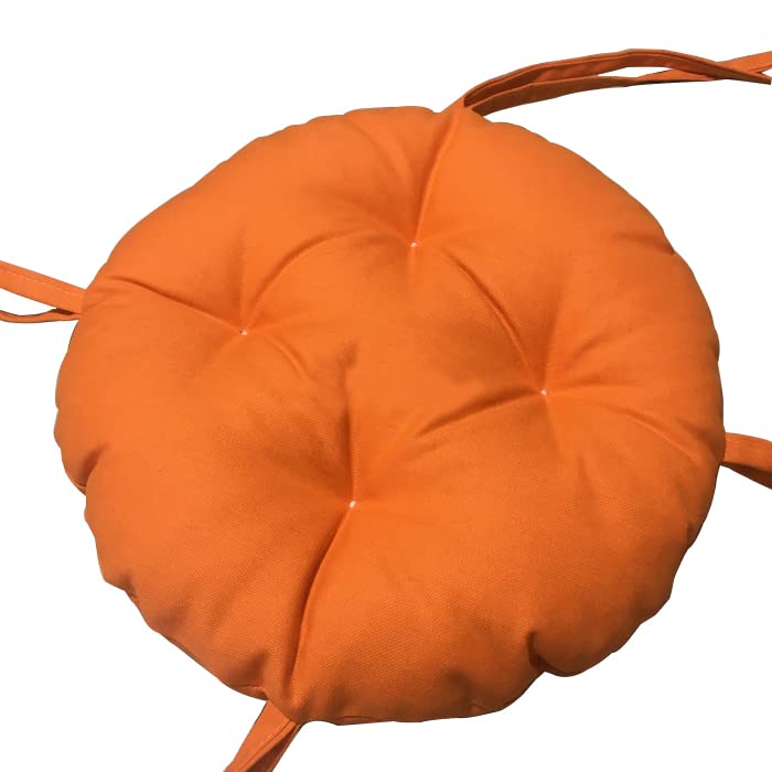 Thicken Round Stool Seat Cushion Super Soft Non Slip Chair Pads with Ties Solid Color Dining Chair Cushions (Orange, Diameter:40cm(16inch)) โ image 1