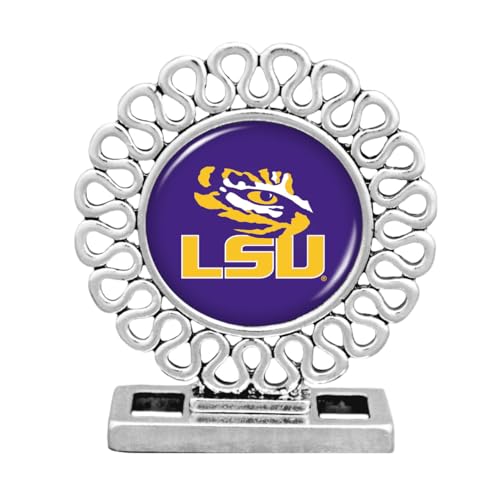 From the Heart LSU Tigers Elegant Round Shaped Ornate Desk Decor, 2 in X 2.875 inches, Silver Officially License
