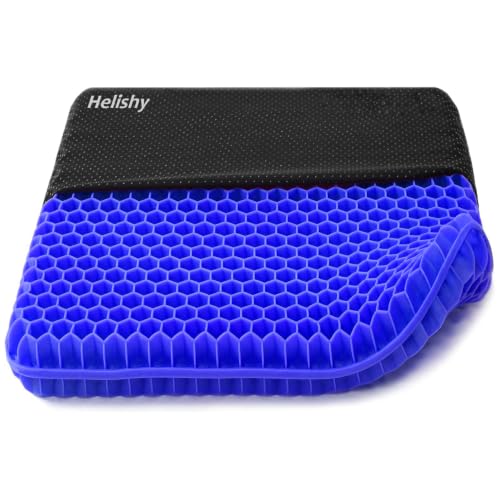 Helishy Gel Seat Cushion, Double Thick Egg Gel Cushion for Pressure Pain Relief, Breathable Wheelchair Cushion Chair Pads for Car Seat Office Chair (16x14x1.65inch)
